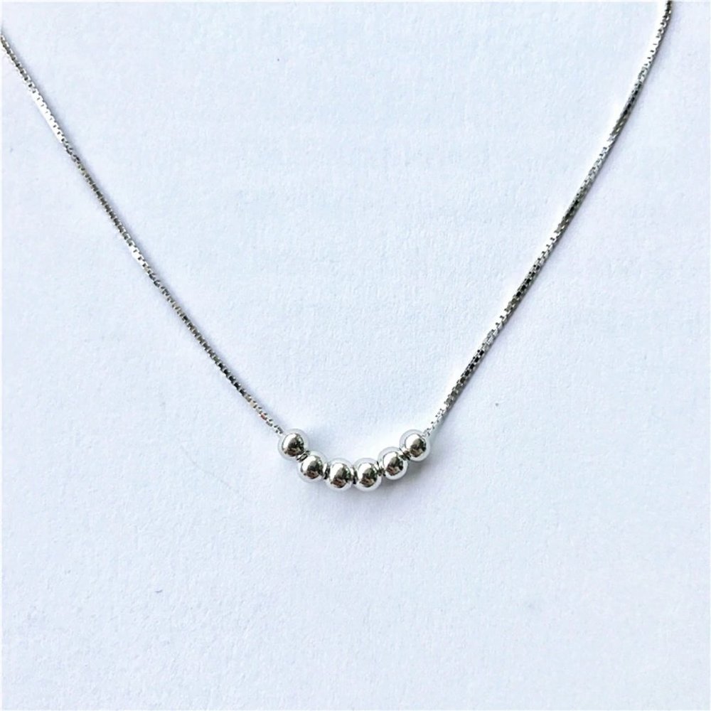 NEW 925 Sterling Silver Simple Bead Necklace - Picture 3 of 8